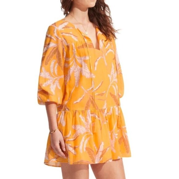 Seafolly Palm Paradise Tier Dress Women's S in Kaftan Rockmelon Summer Beachwear - Picture 1 of 11